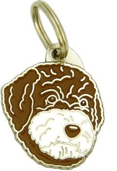 Lagotto romagnolo marrom, focinho branco <br> (placa de identificação para cães, Gravado incluído)